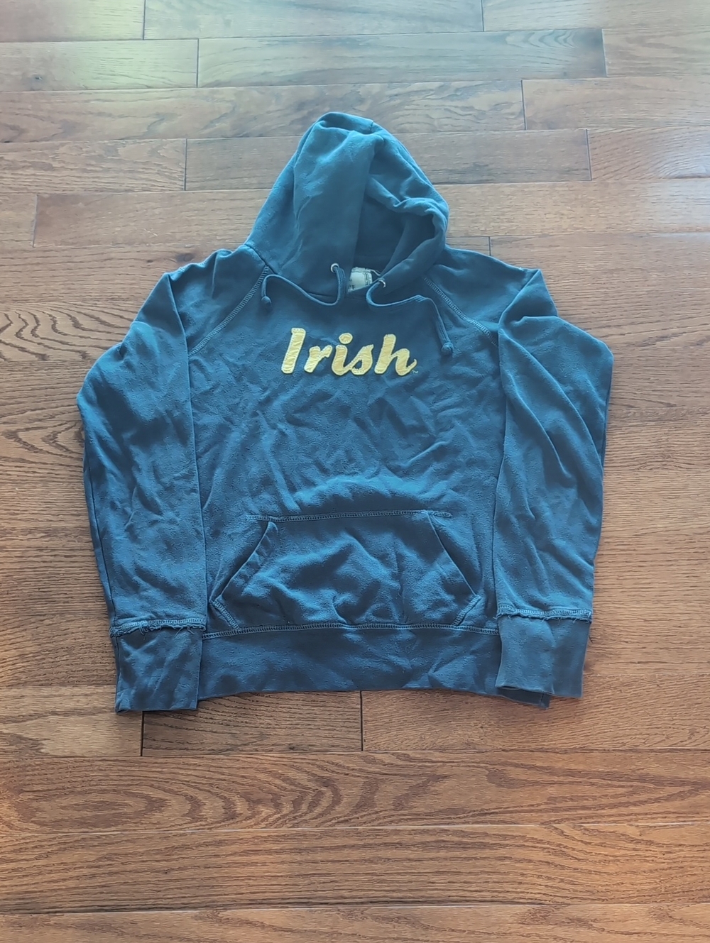 League Navy Hoodie with Yellow "Irish" Script(Notre Dame)